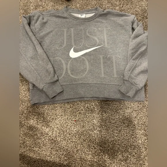 Nike Heather Gray Crewneck with Swoosh - Picture 2 of 3